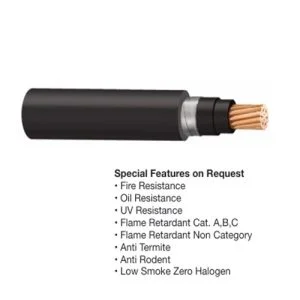 Aluminium Round Wire Armour, PVC Sheathed, Copper Conductor, XLPE Insulated – NYB(AI)Y 0.6/1 kV